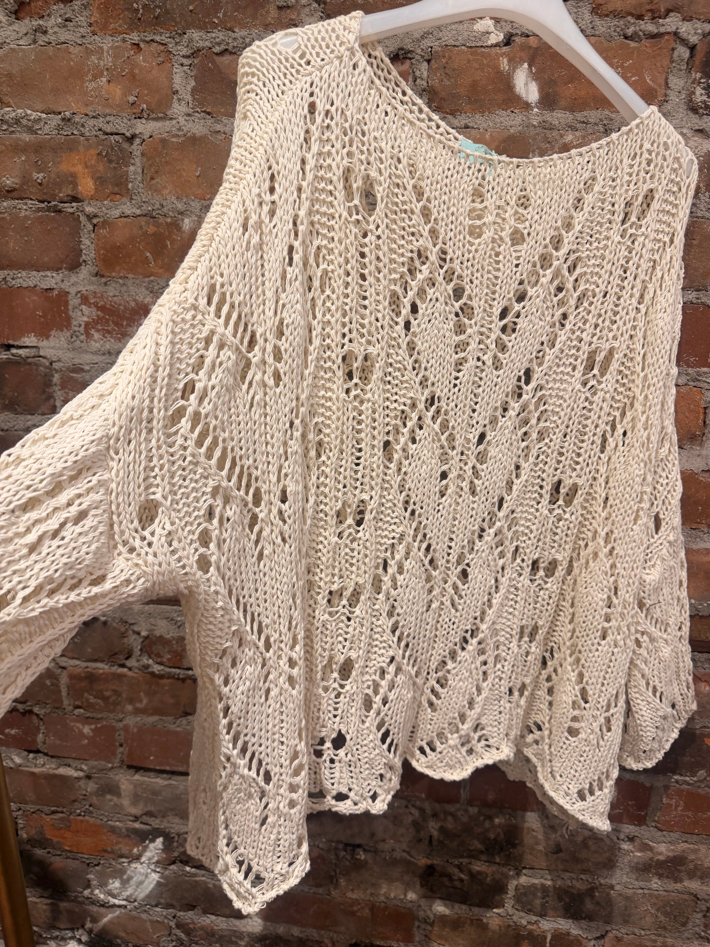 Crochet Cotton sweater- army green