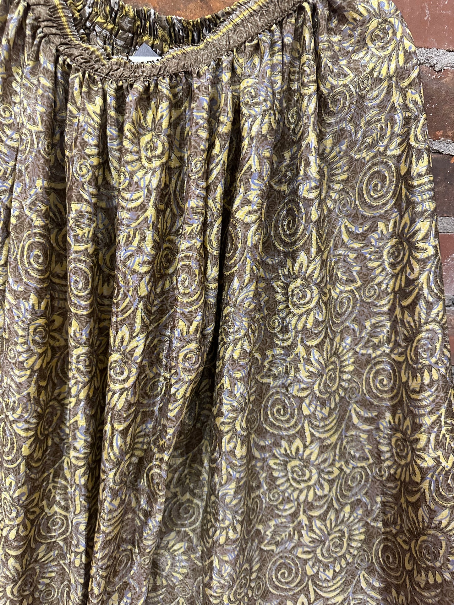 Pure vintage silk pants -taupe/yellow