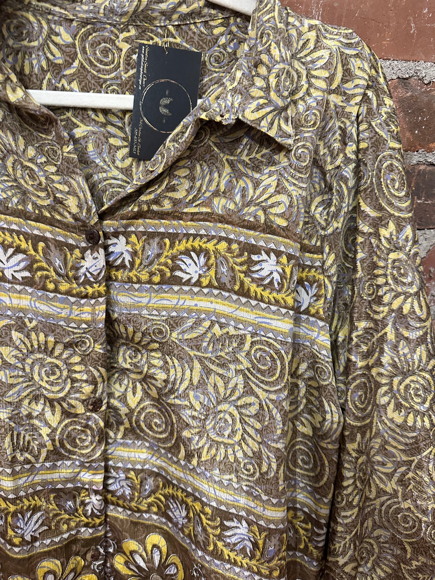Pure vintage silk pants -taupe/yellow