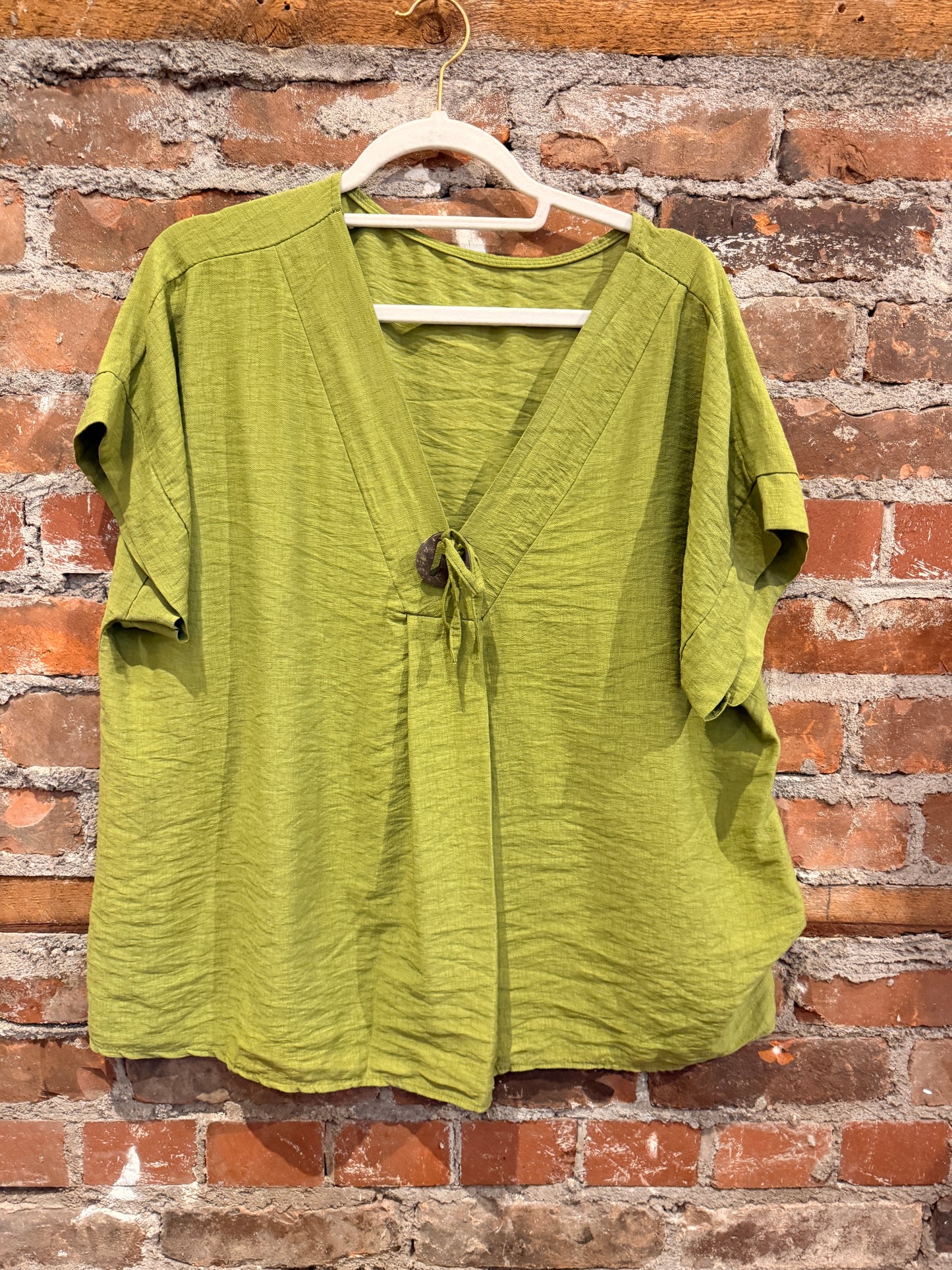 Silky v neck blouse -olive green