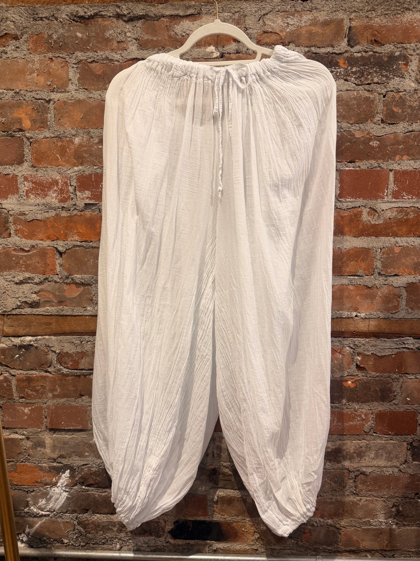 Cotton balloon trousers -beige