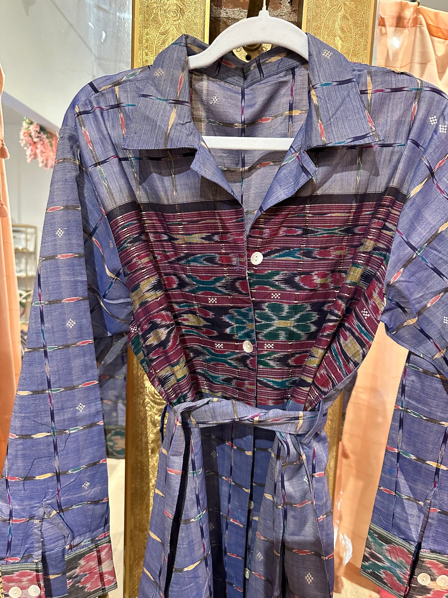A line maxi shirt dress - woven purple cotton