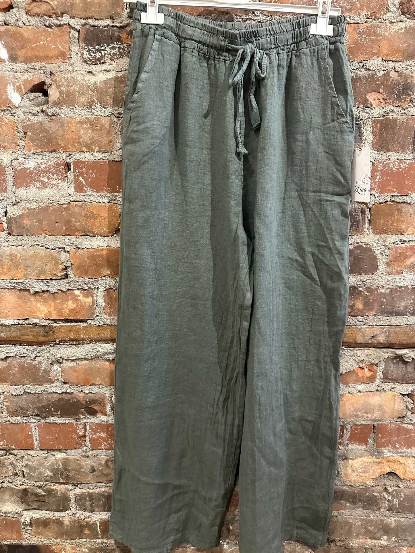 Linen trousers- army green