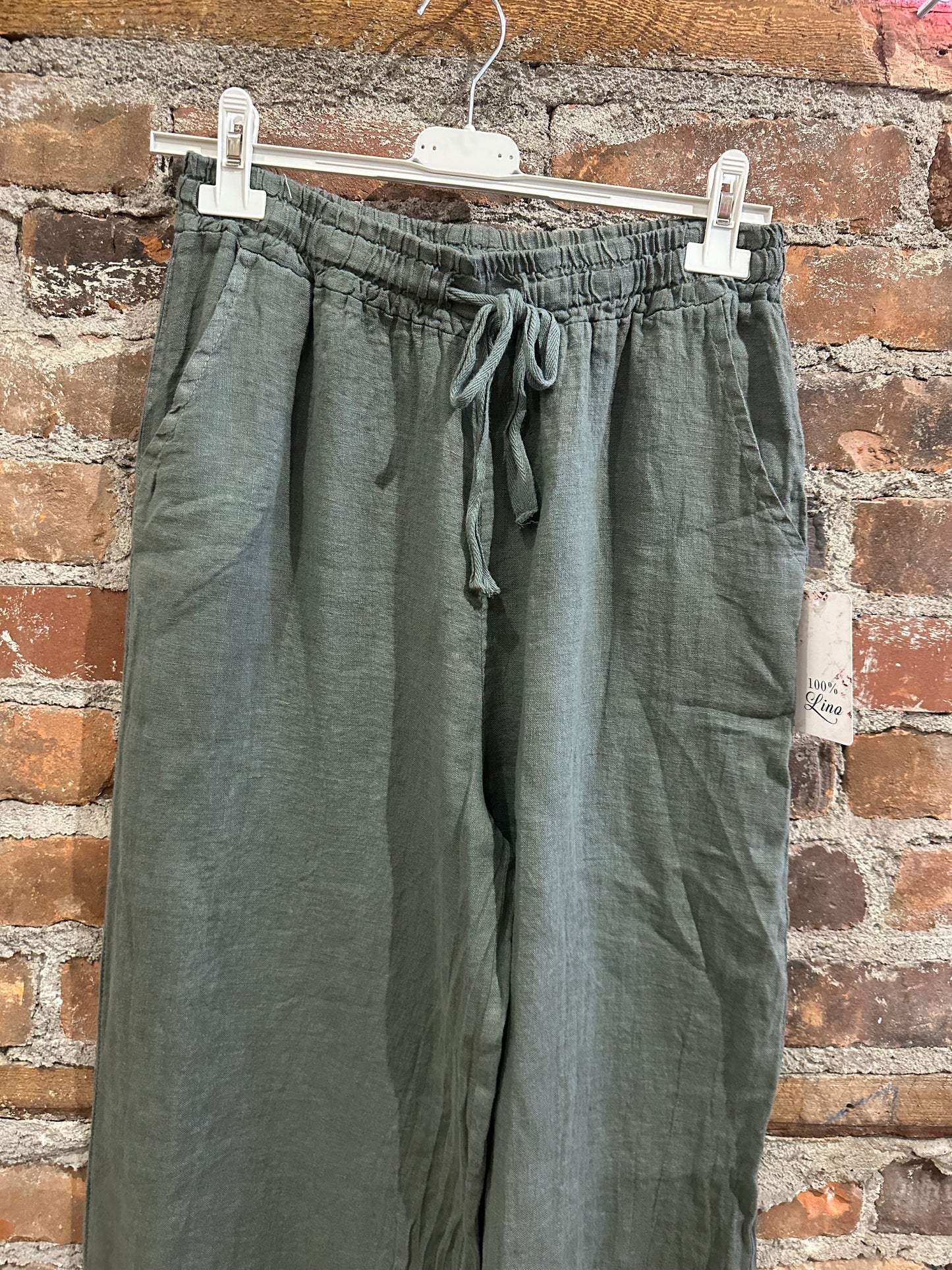 Linen trousers- army green