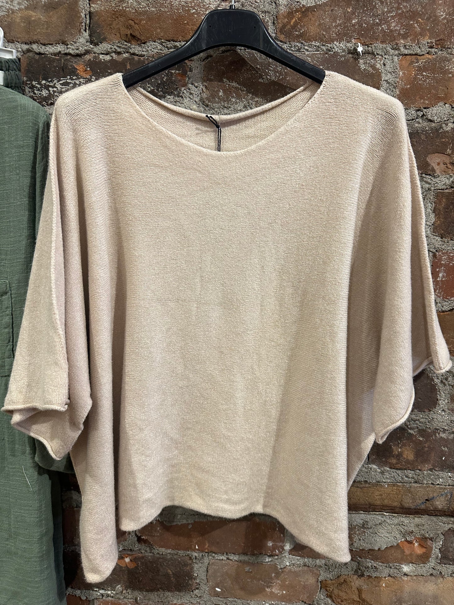 Cashmere feel kimono sweater - beige