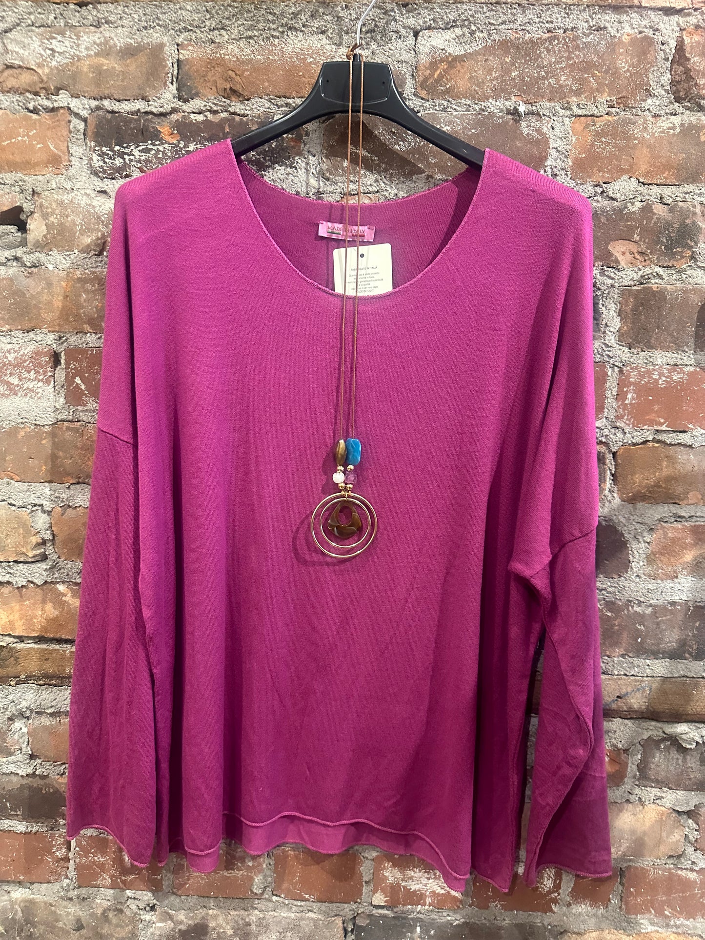 cashmere feel easy fit sweater- orchid