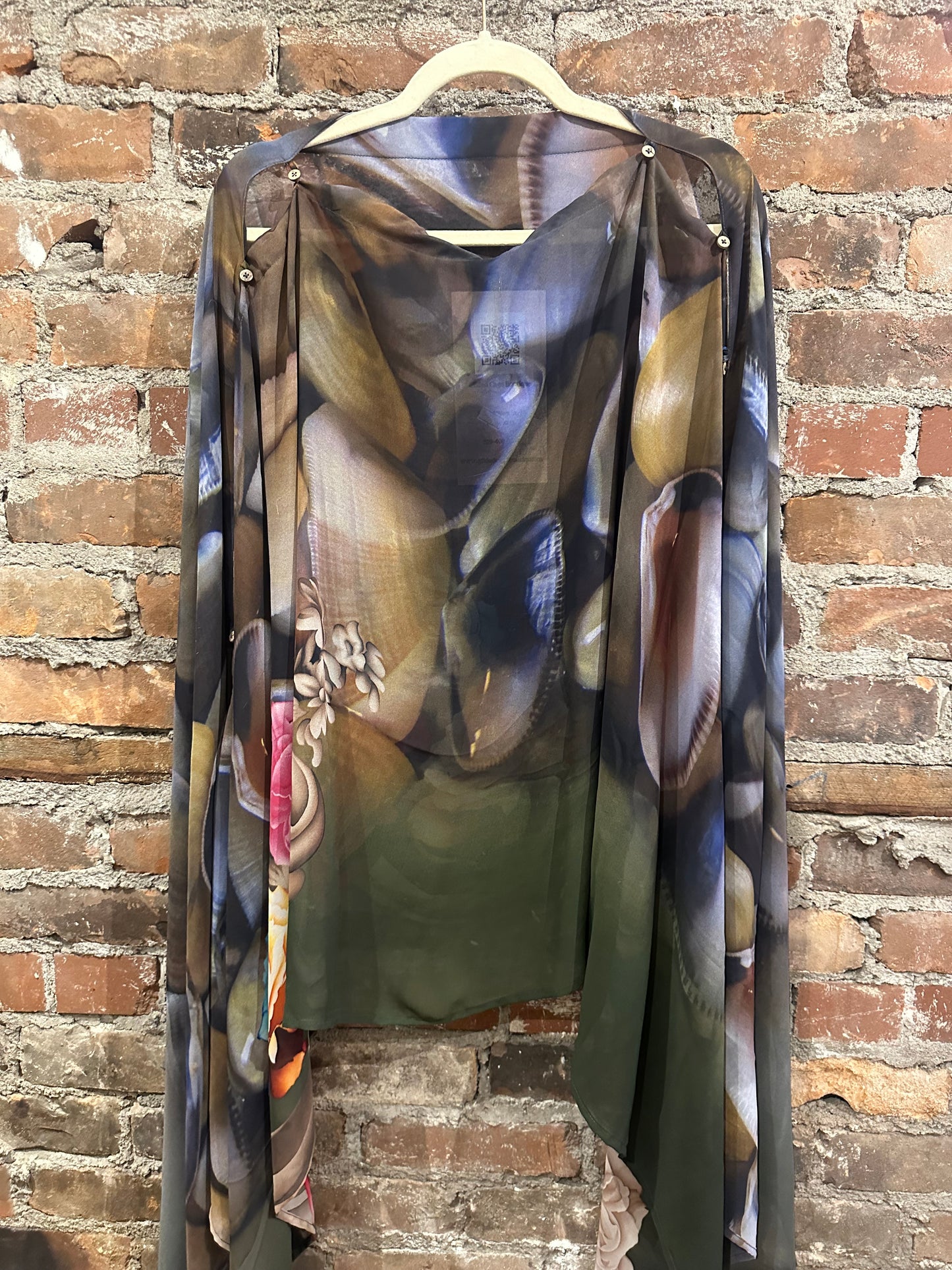 Vintage silk multi way cape- dark floral