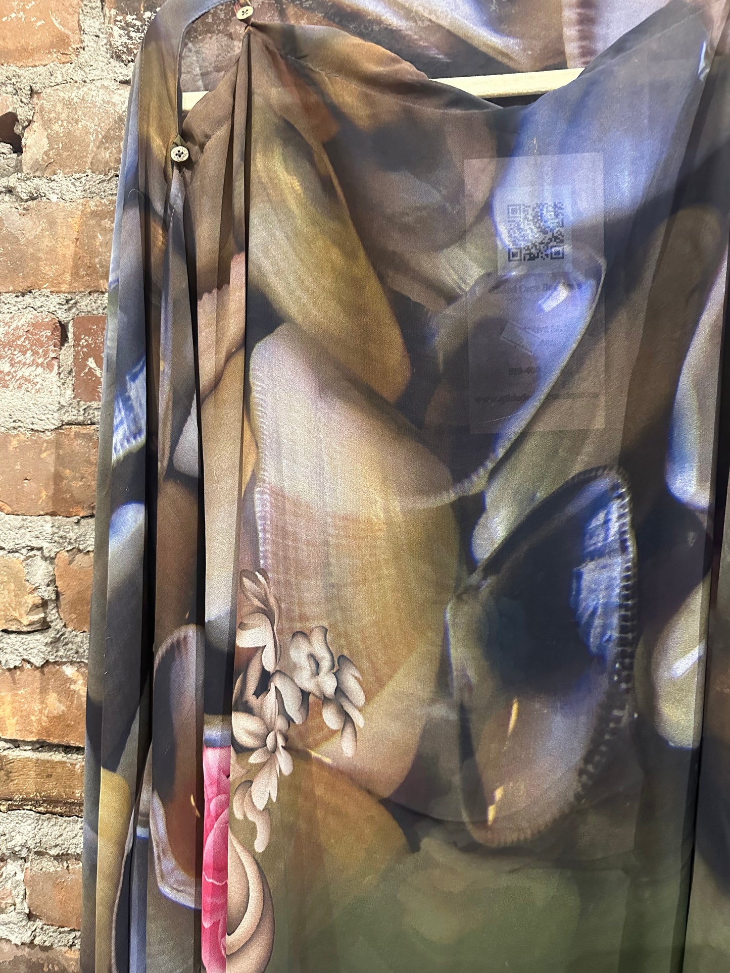 Vintage silk multi way cape- dark floral