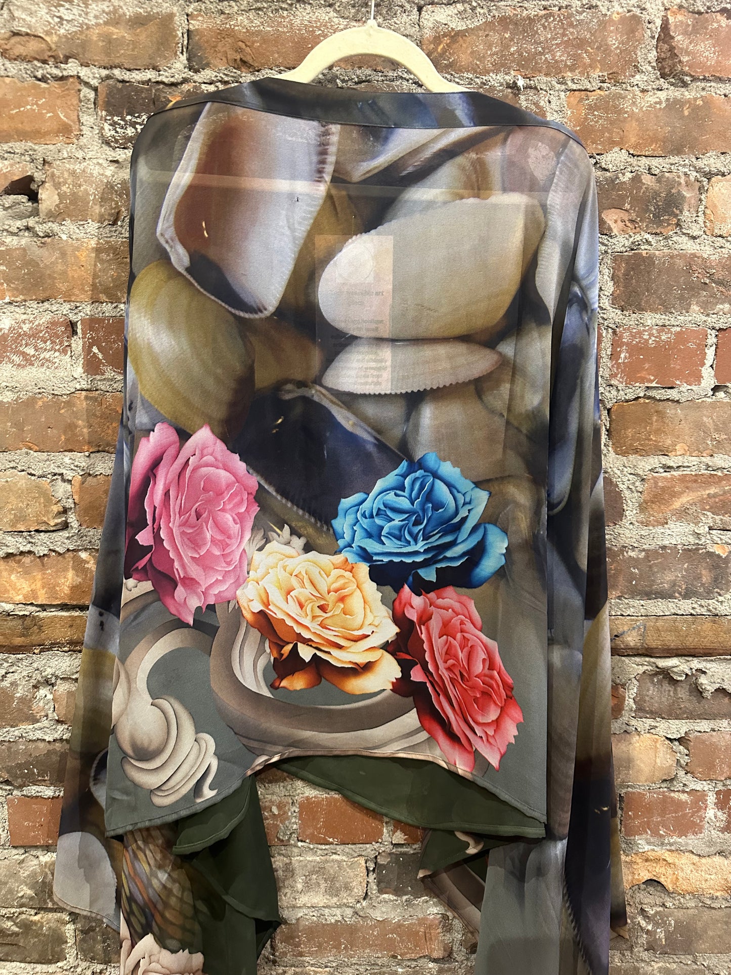 Vintage silk multi way cape- dark floral