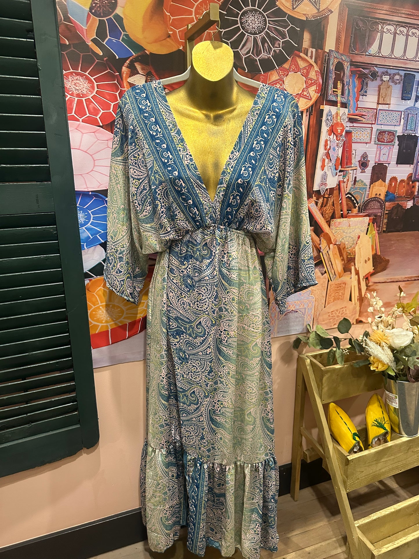 The lotus dress- mint/pink/blue