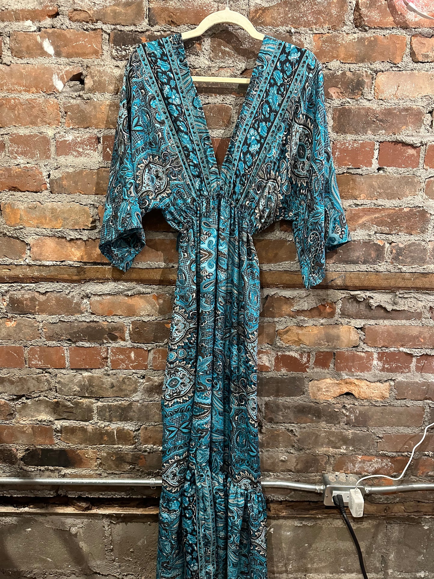 The lotus dress- teal/black
