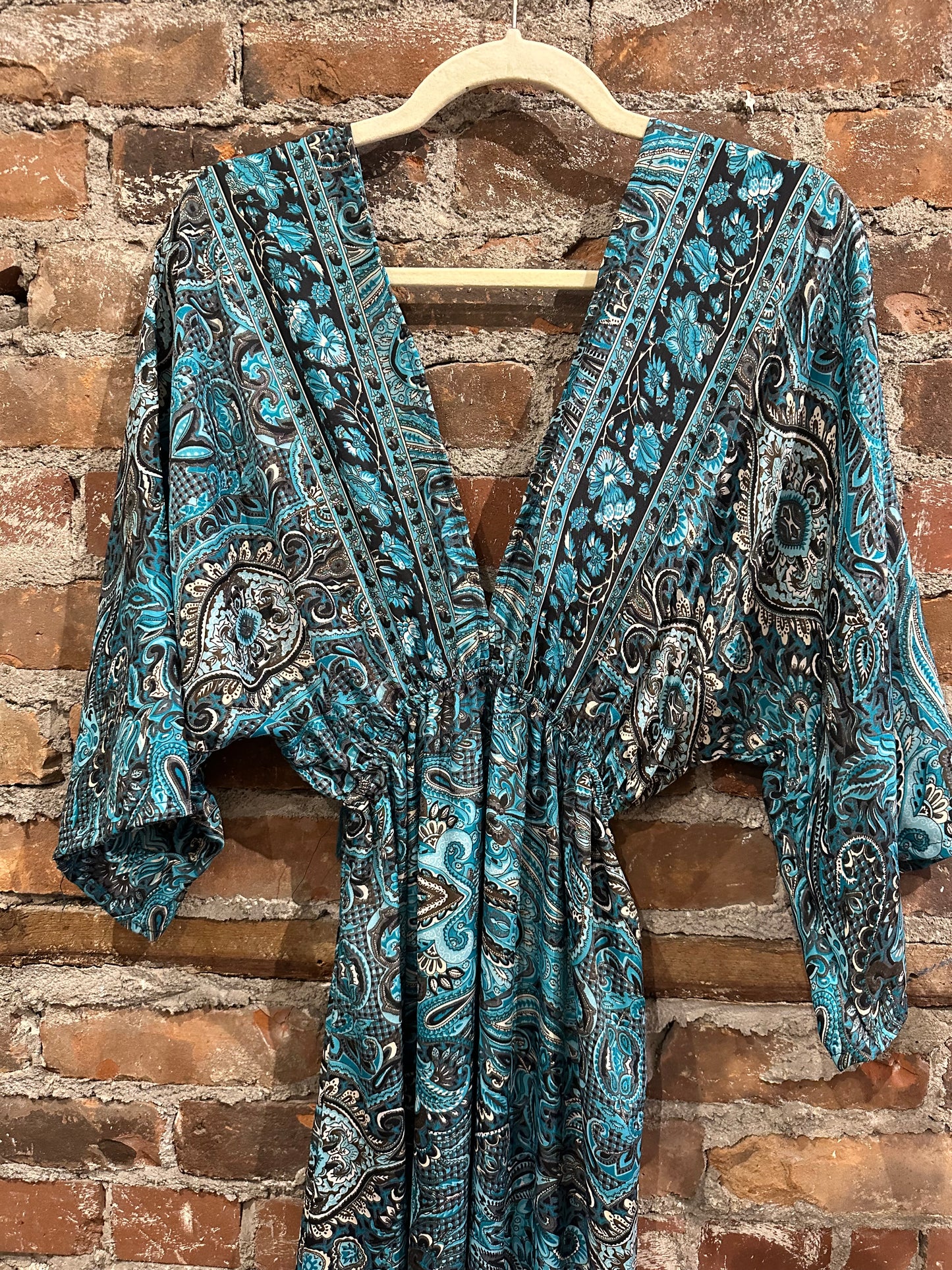 The lotus dress- teal/black