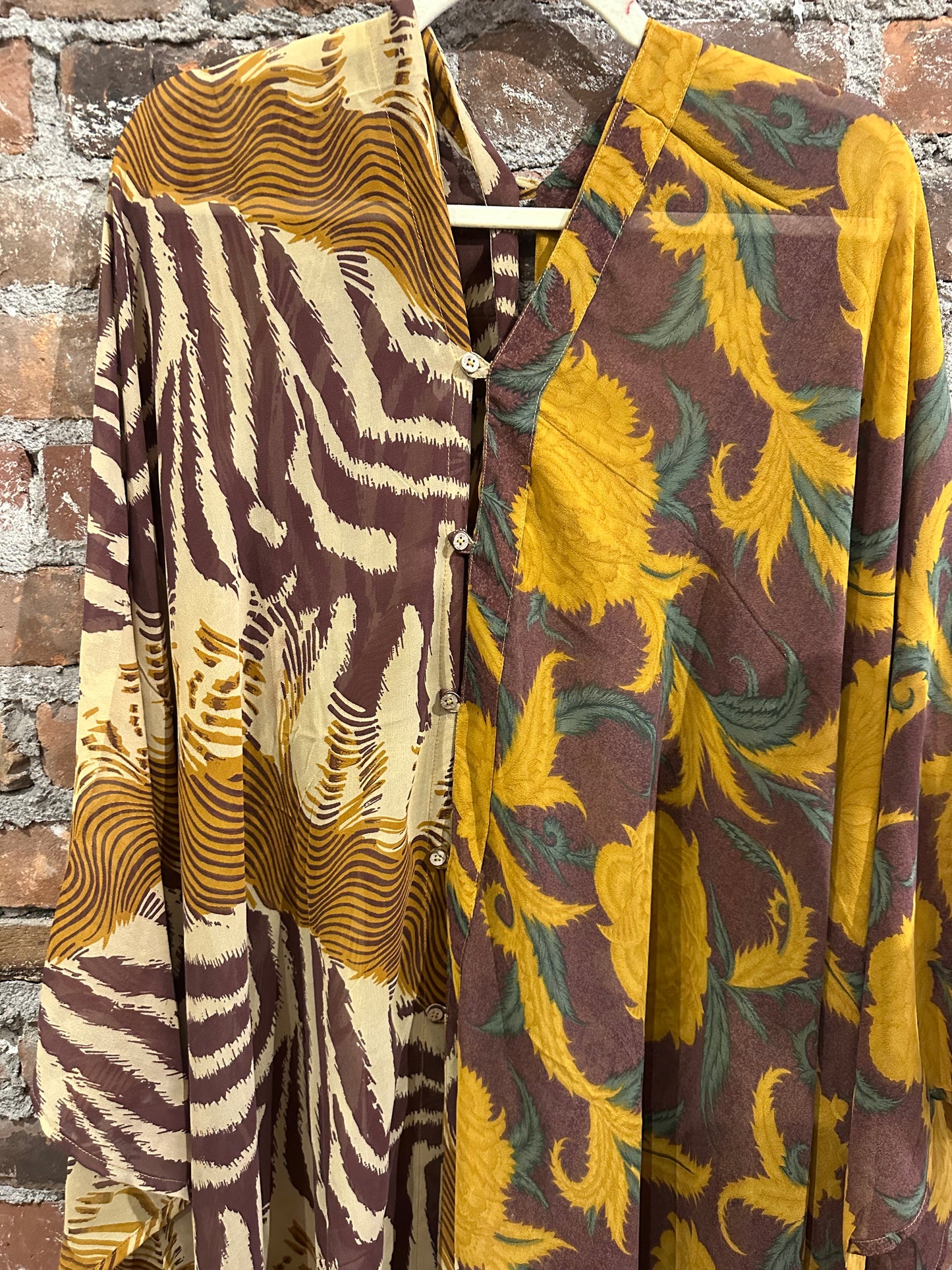 Vintage silk multi way cape - mustard/brown