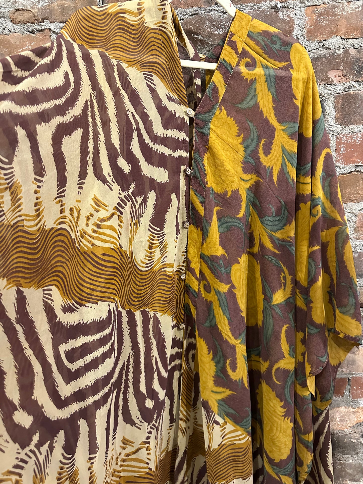 Vintage silk multi way cape - mustard/brown
