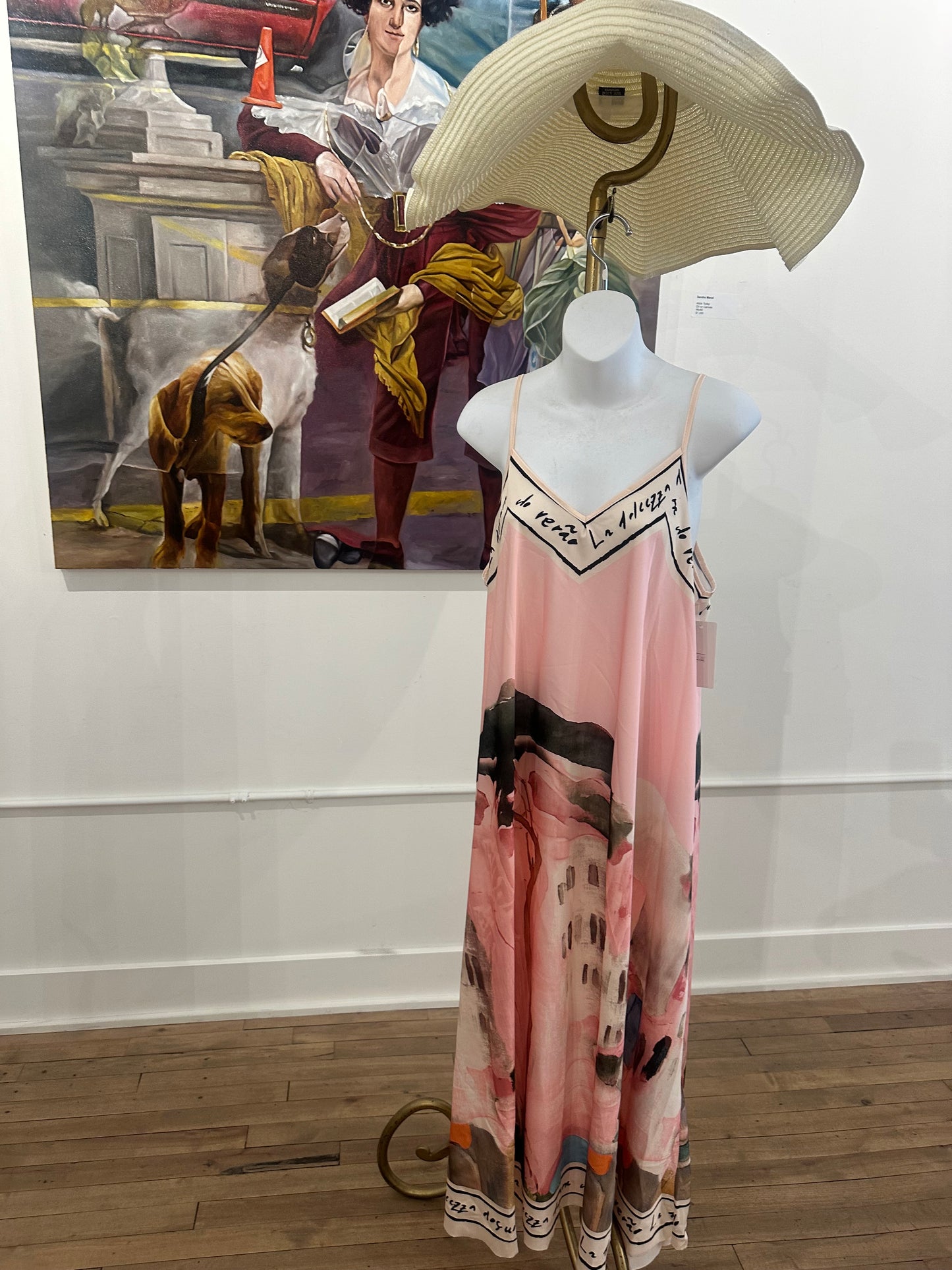 Painted silk slipdress -pink
