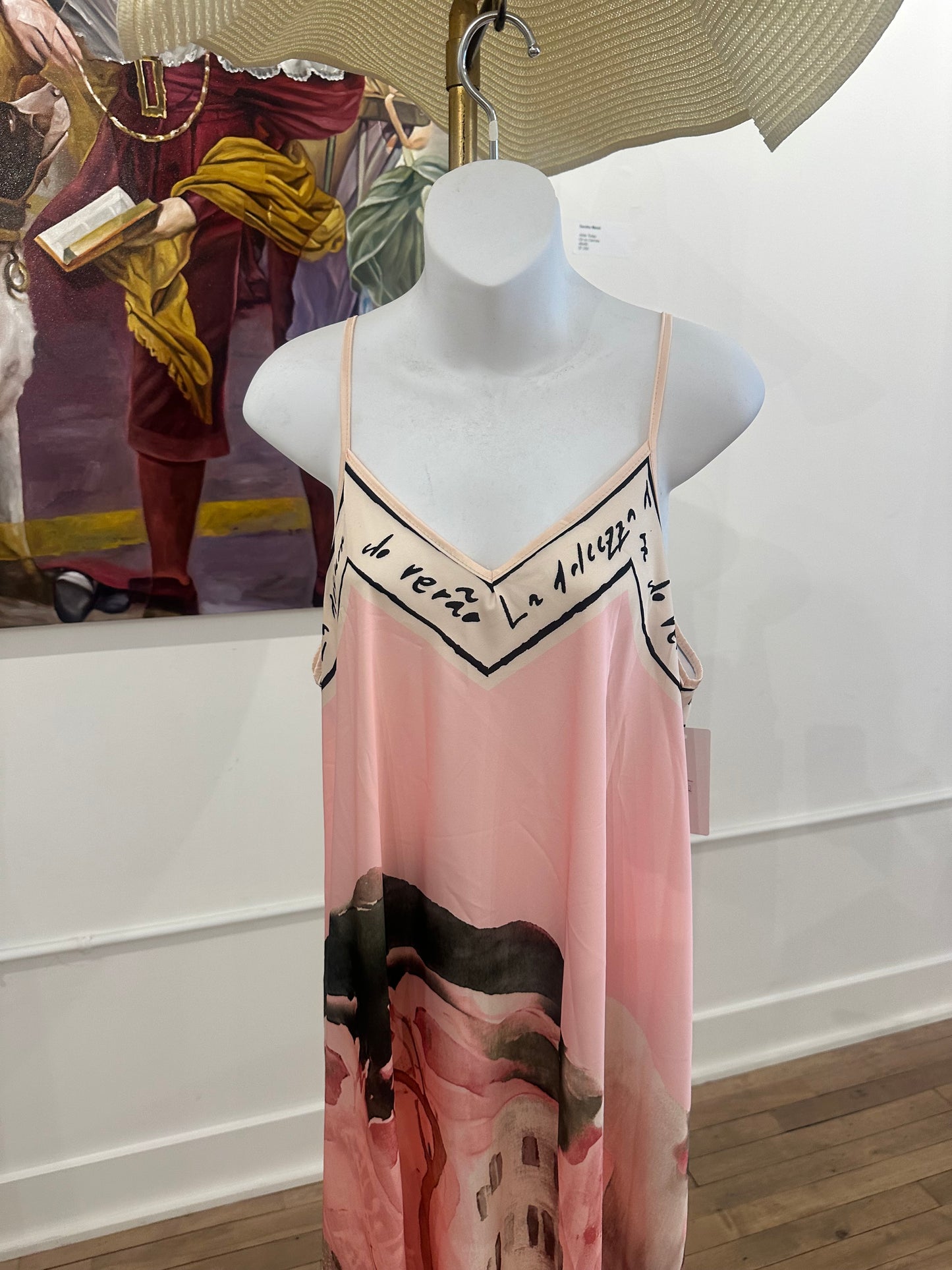 Painted silk slipdress -pink