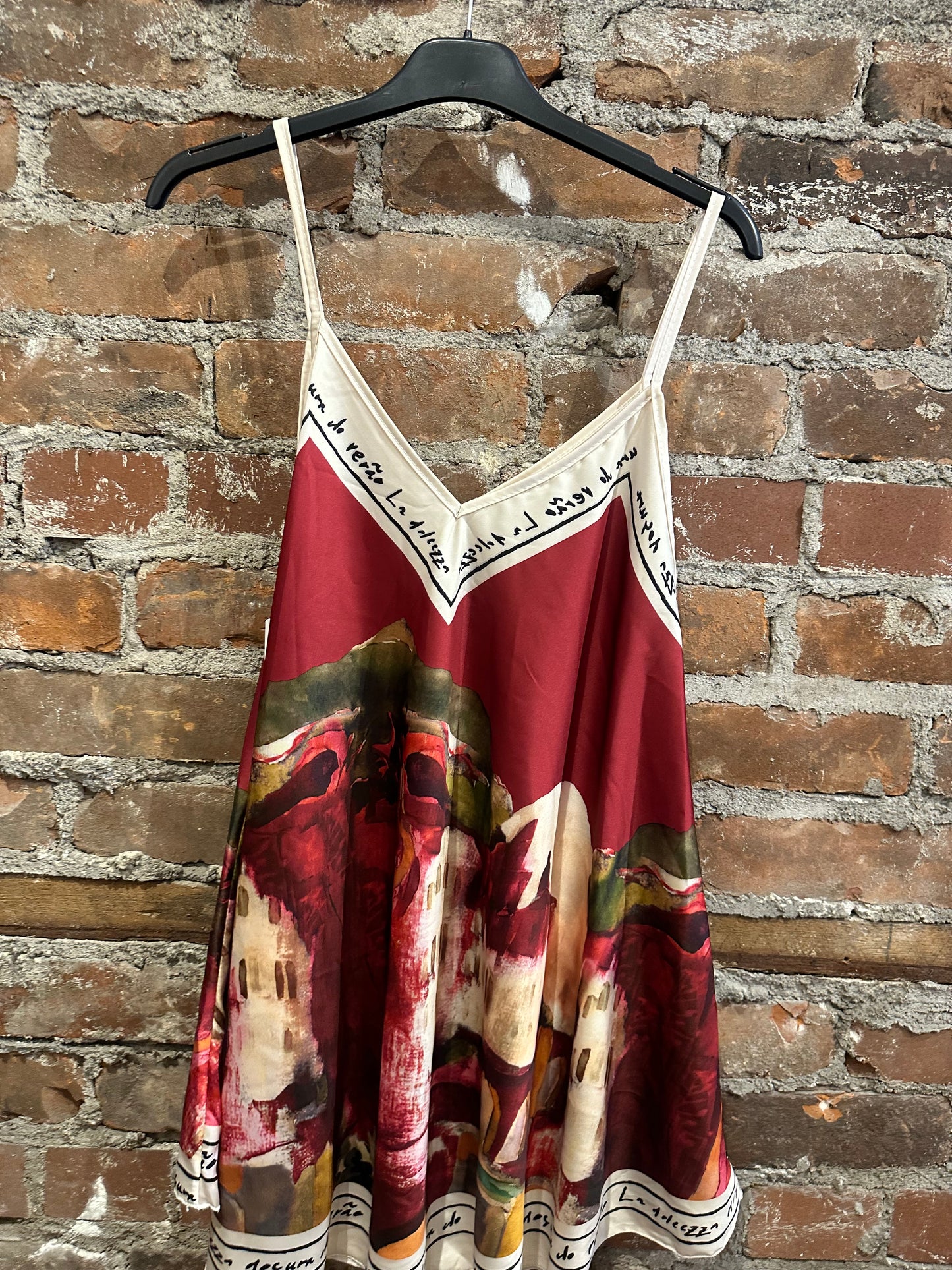 Painted silk cami- wine