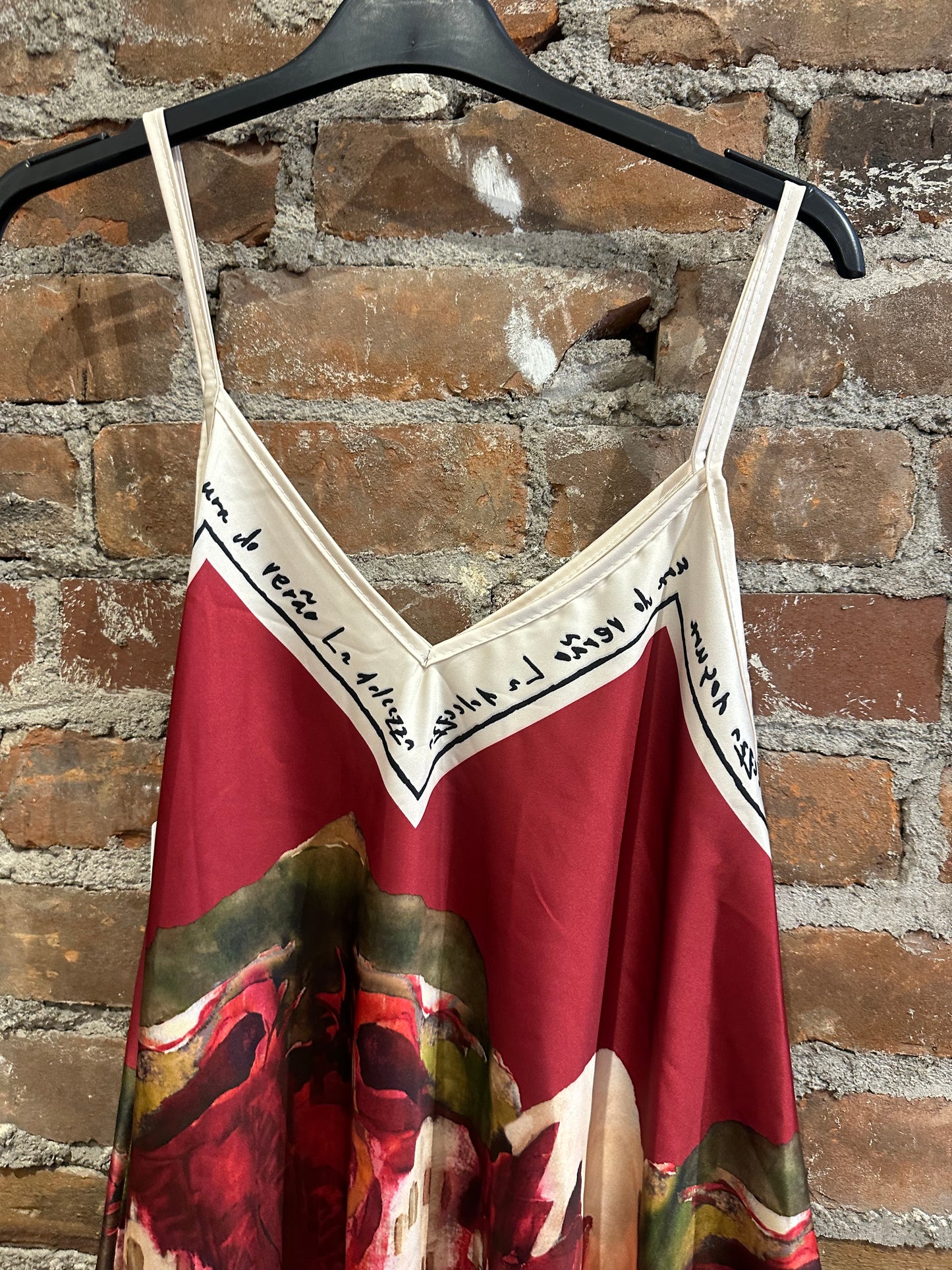 Painted silk cami- wine