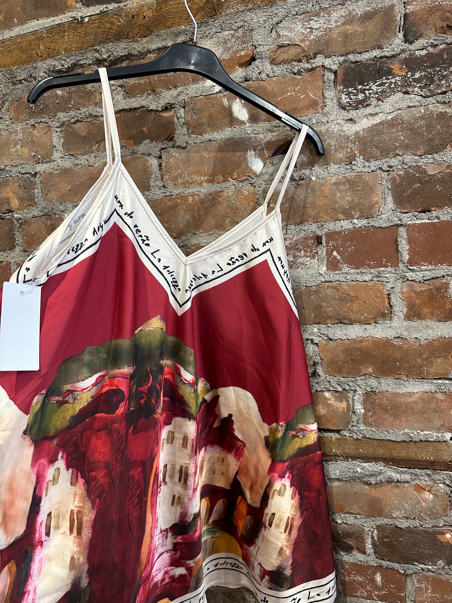 Painted silk cami- wine