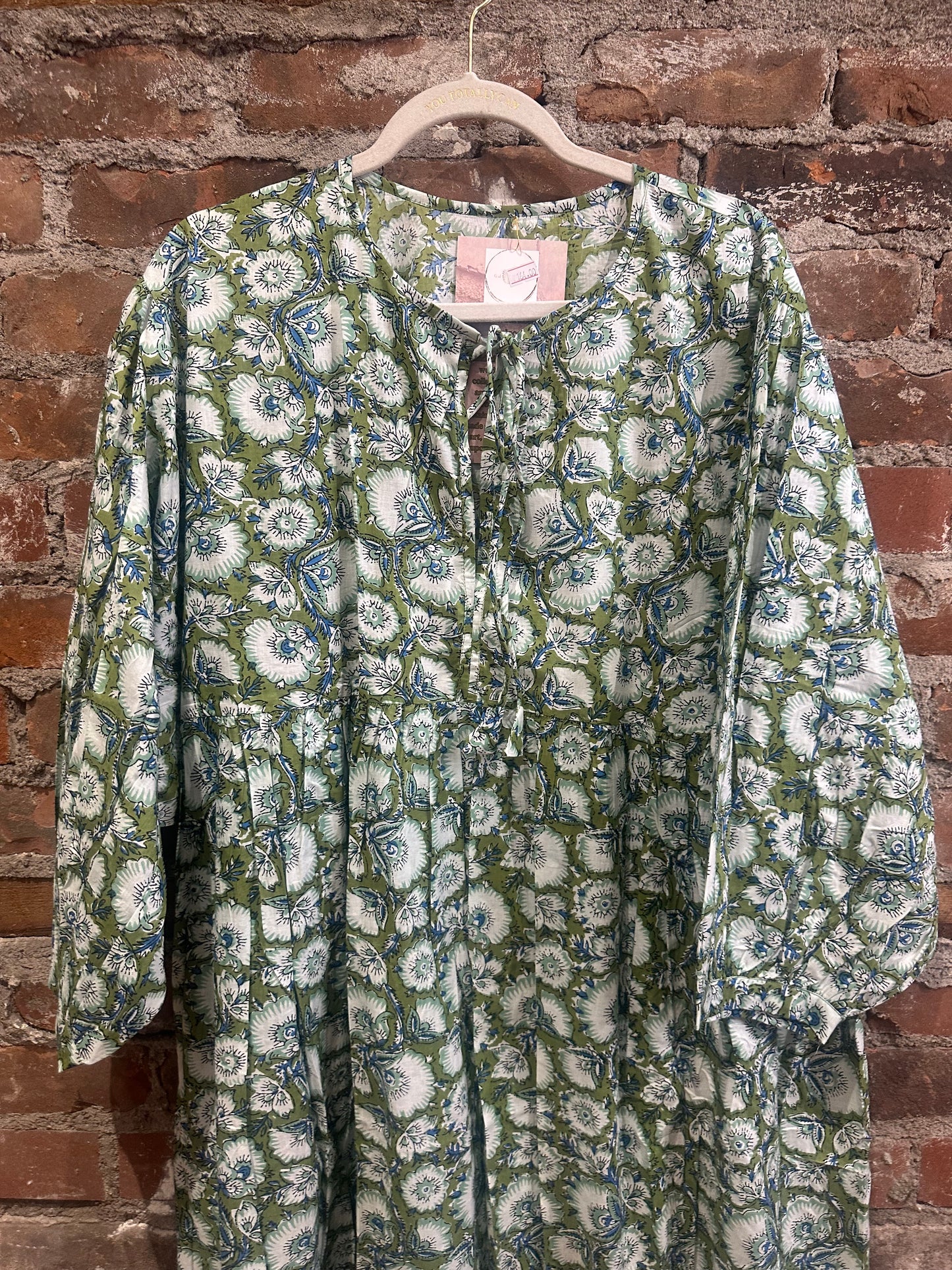 The Piper dress-olive/blue