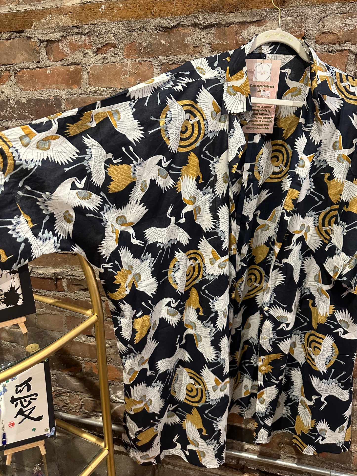 The shirt dress-black bird print