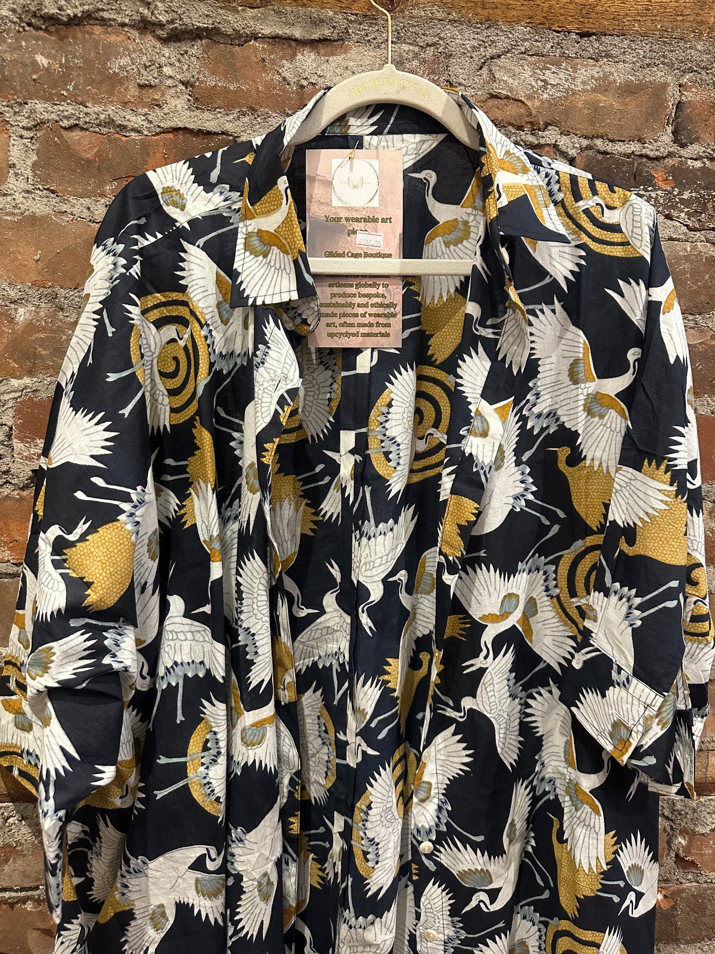 The shirt dress-black bird print