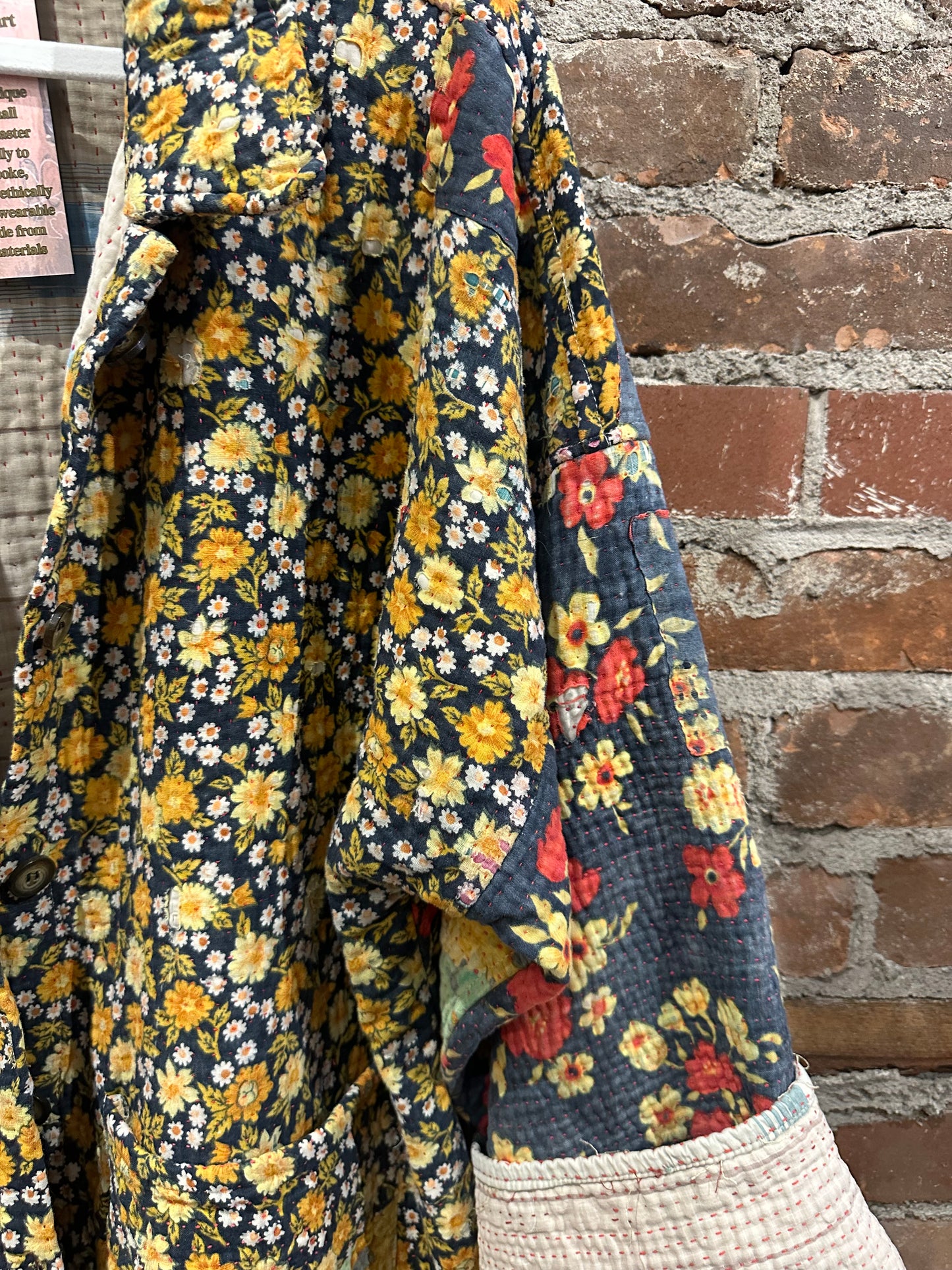 Reversible Kantha Coat- Navy Floral
