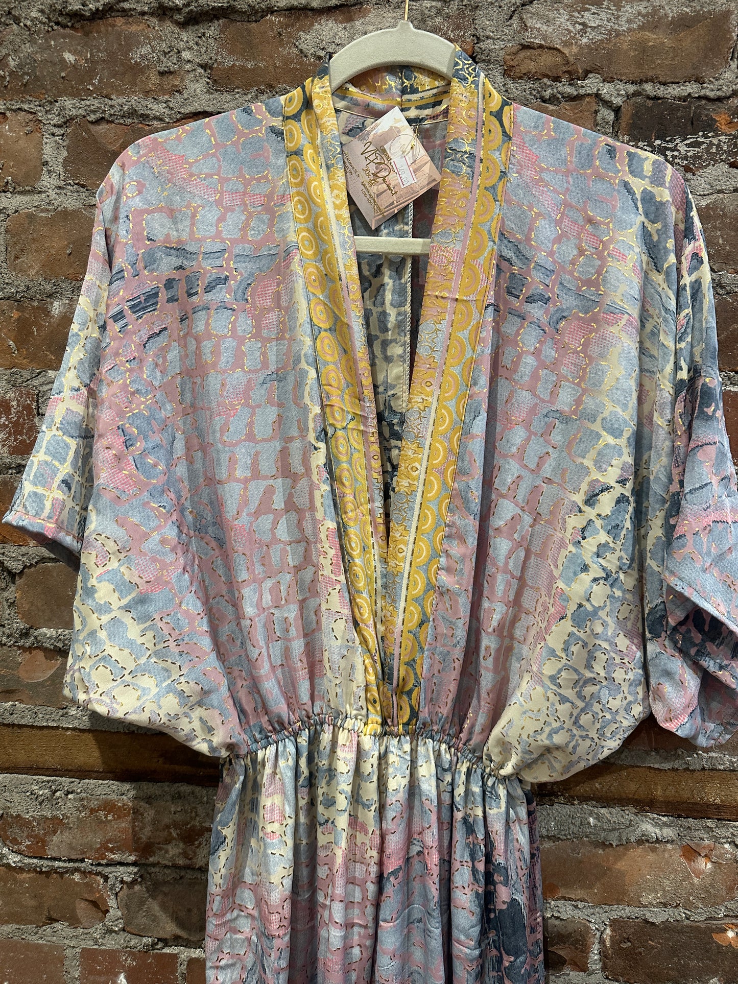 The Haven kimono sleeved dress-pink/blue/gold (Copy)
