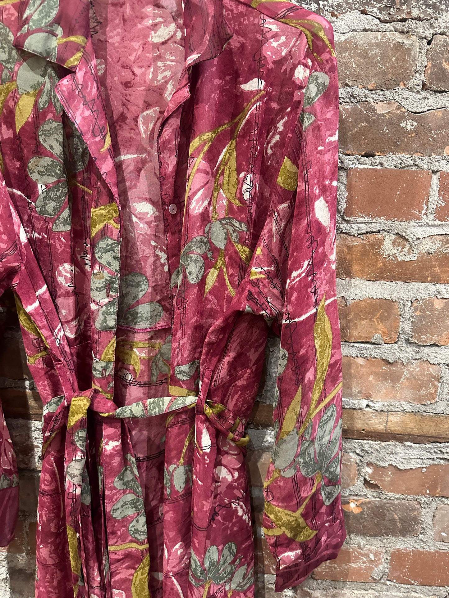 Pure vintage silk A line shirt dress - raspberry
