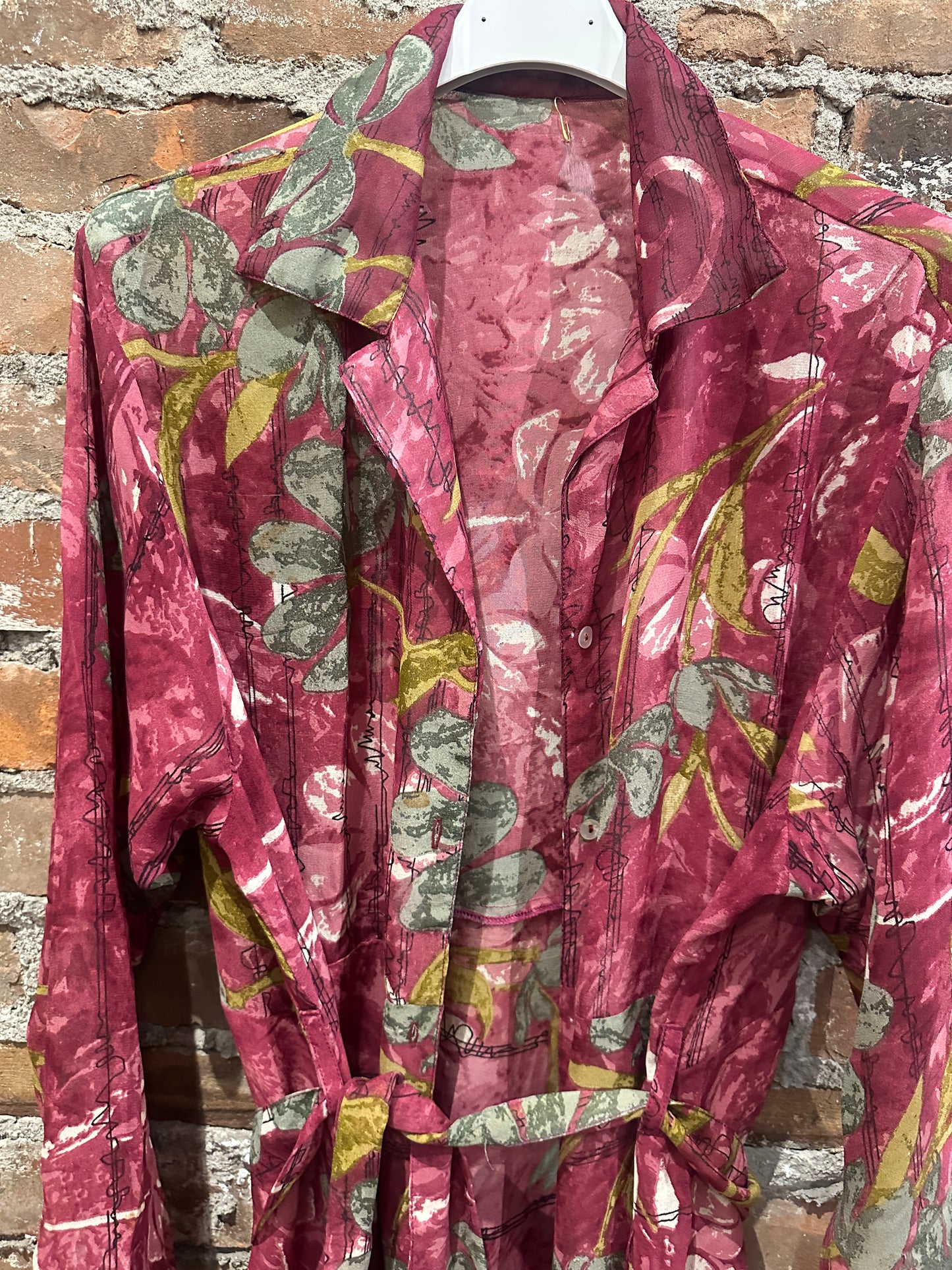 Pure vintage silk A line shirt dress - raspberry