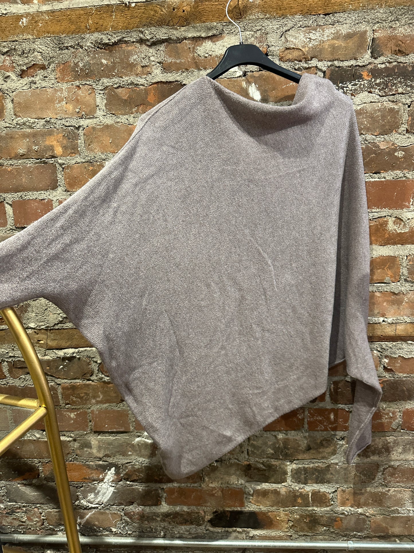 Cashmere feel asymmetrical sweater -taupe