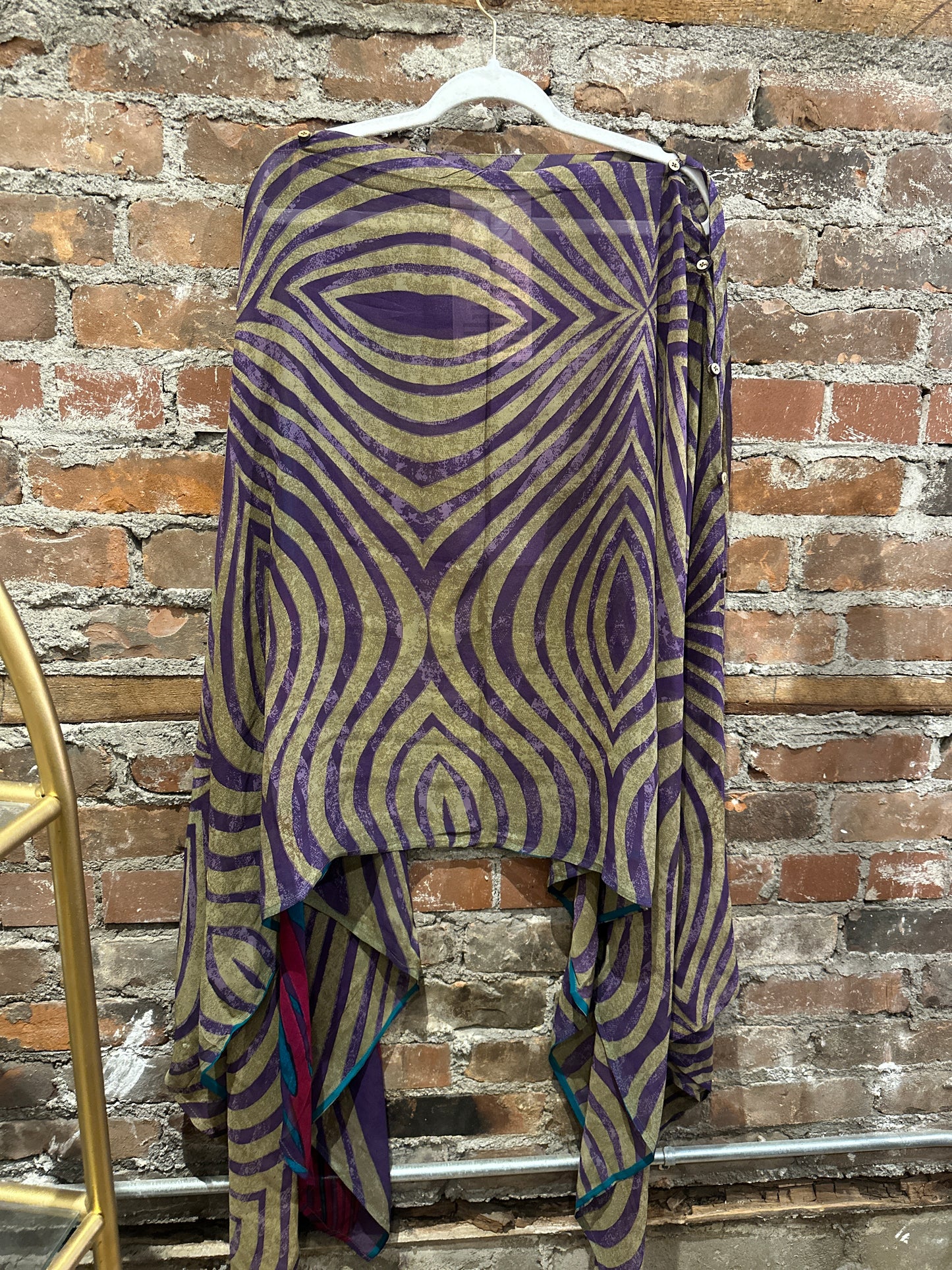 Vintage silk multi way cape - purples
