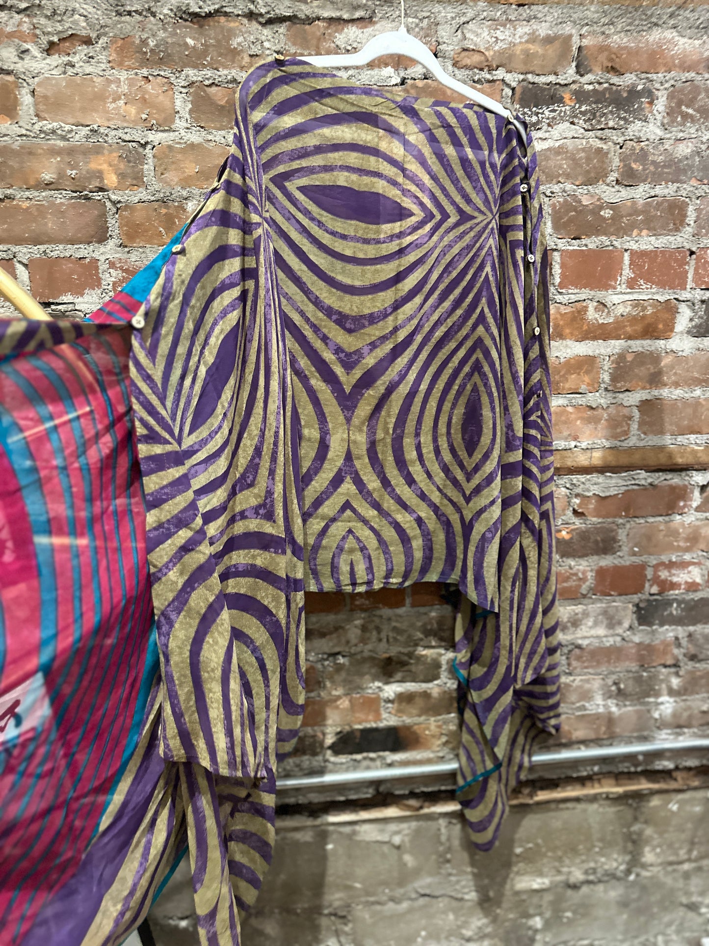 Vintage silk multi way cape - purples