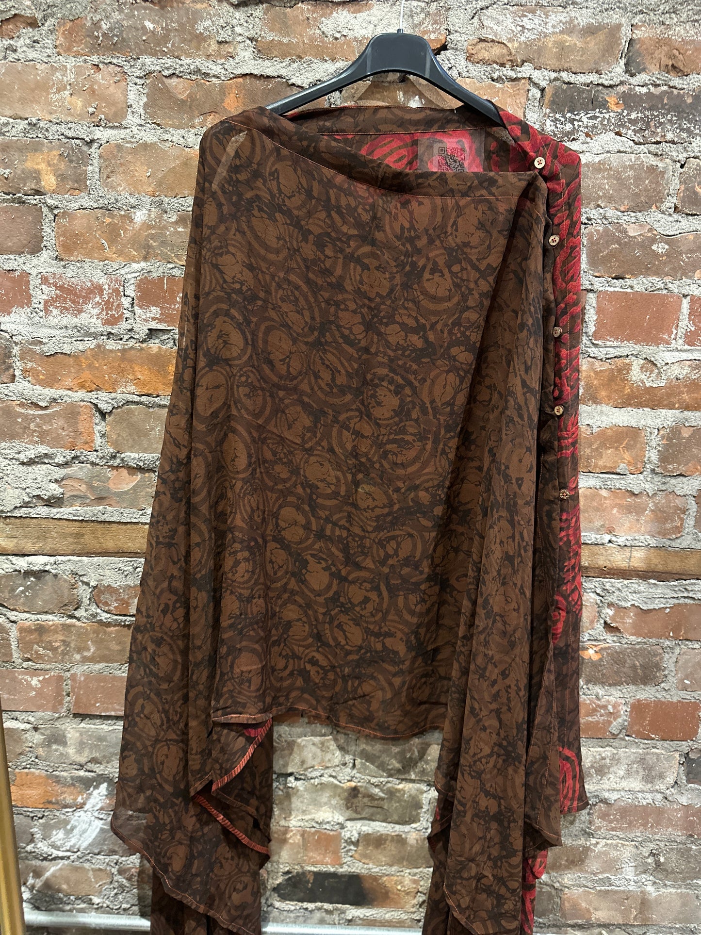 Vintage silk multi way cape - red/brown
