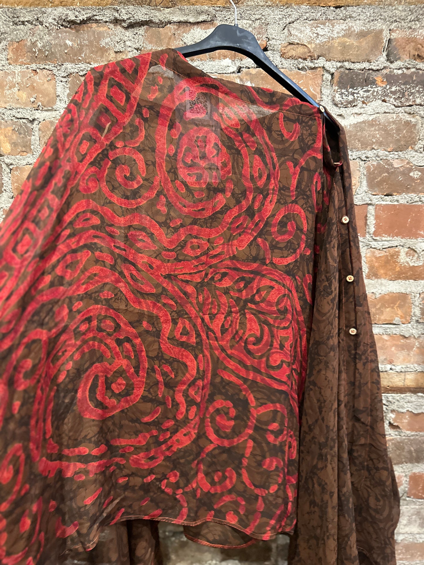 Vintage silk multi way cape - red/brown