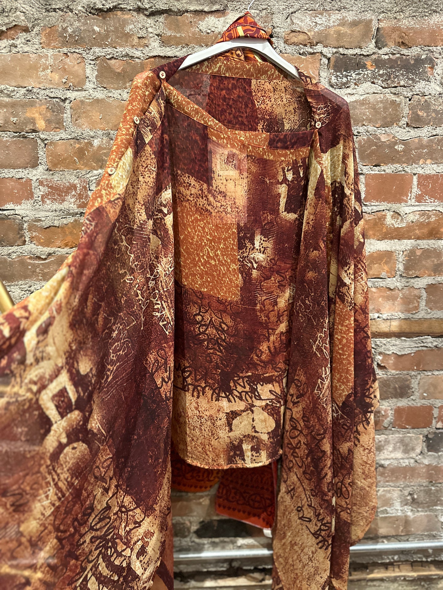 Vintage silk multi way cape - rusts