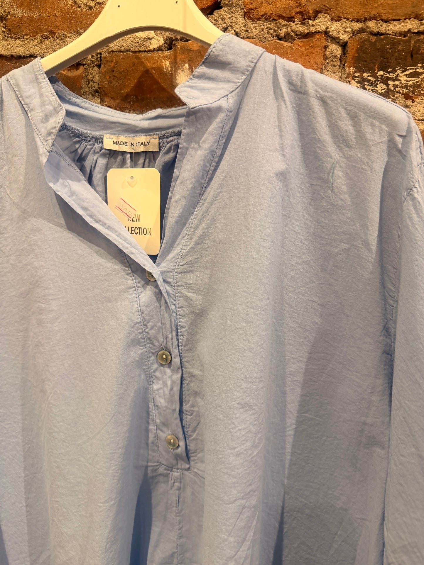 Oversized cotton blouse - light blue