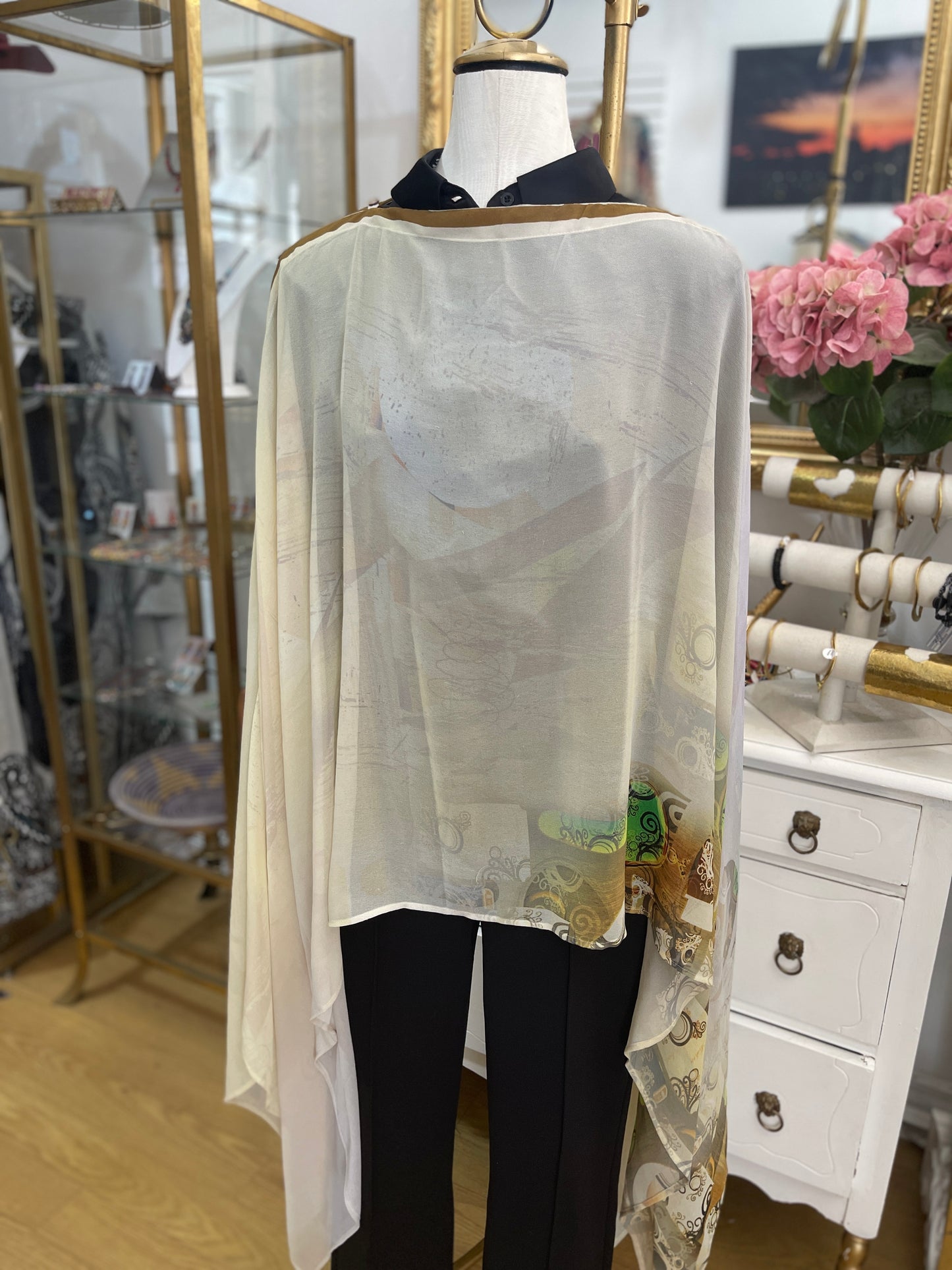 Vintage silk multi-way cape-soft yellow