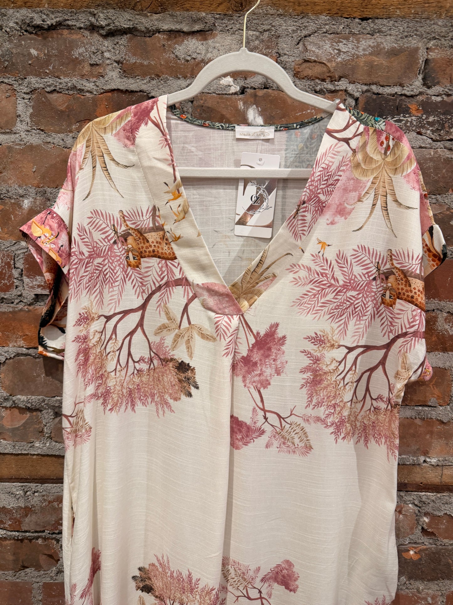 Painted linen dress- pink