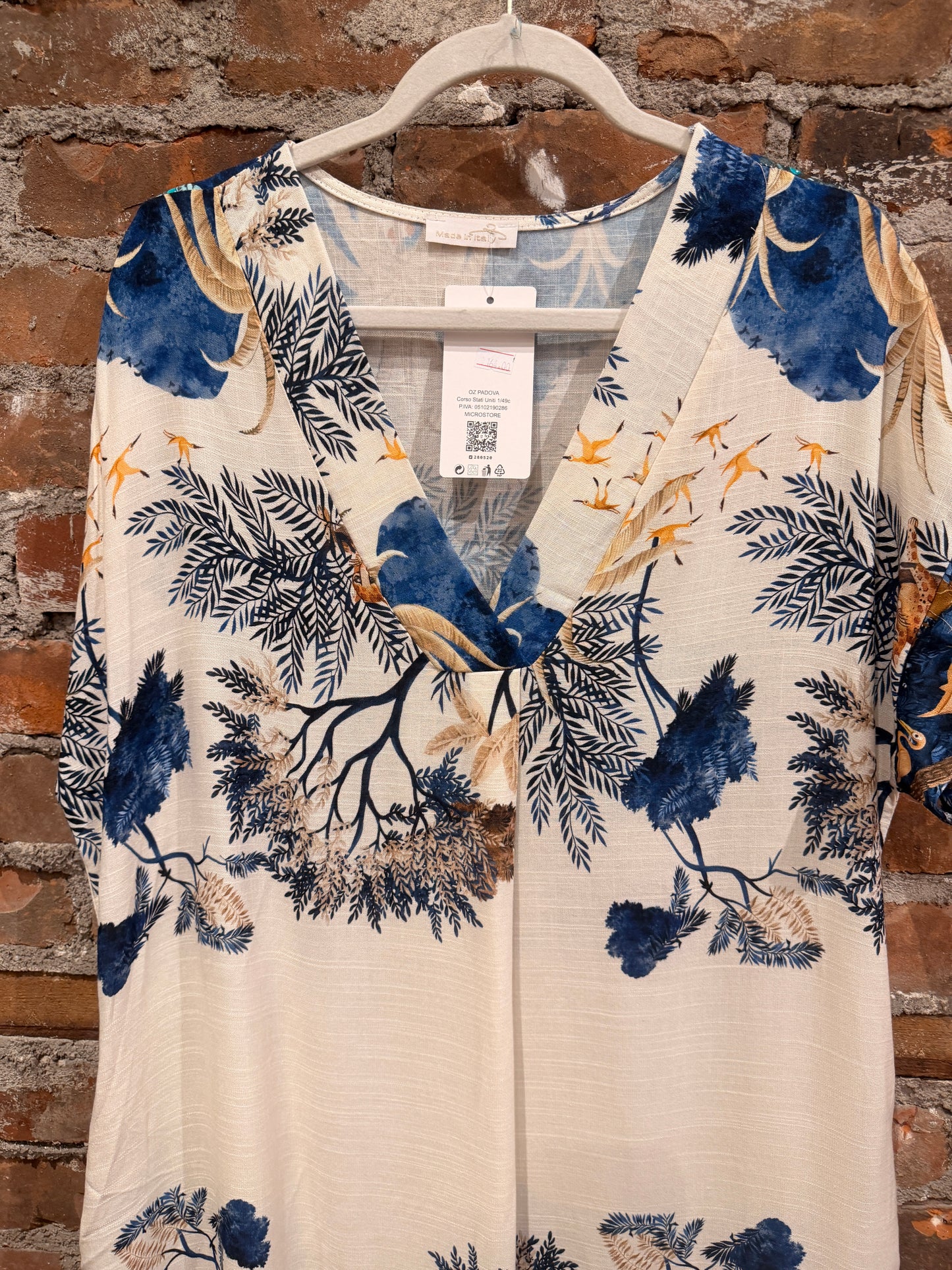 Painted linen dress- cobalt