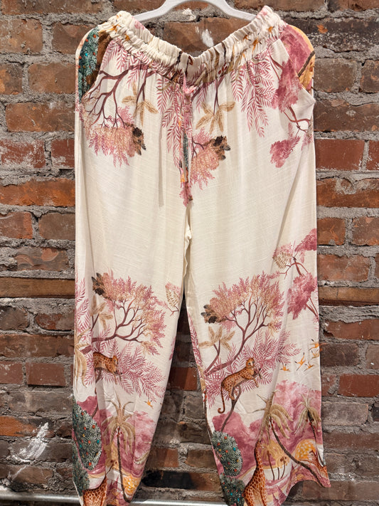 Painted linen pants  - pink