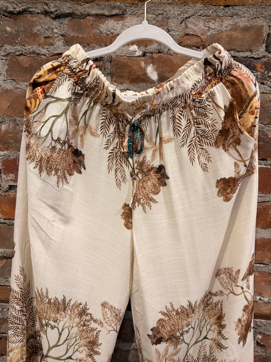 Painted linen pants  - mustard