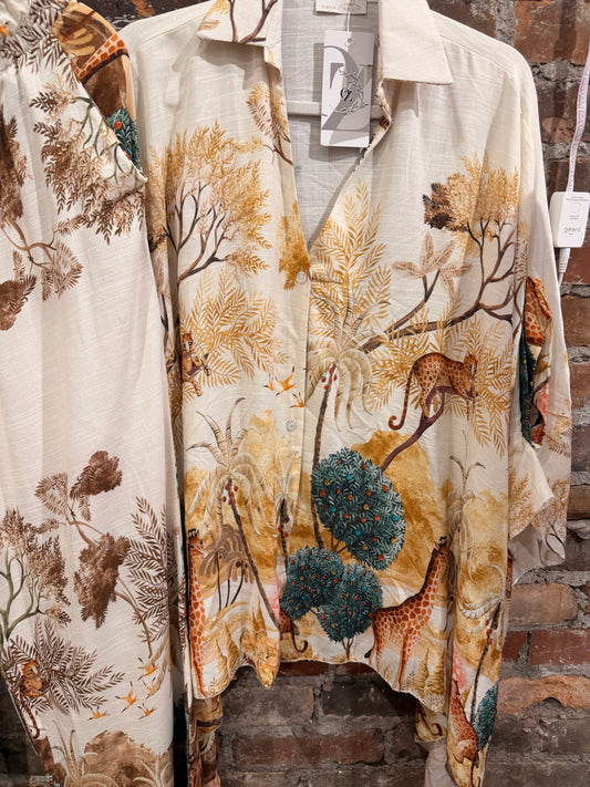 Painted linen poncho top - mustard