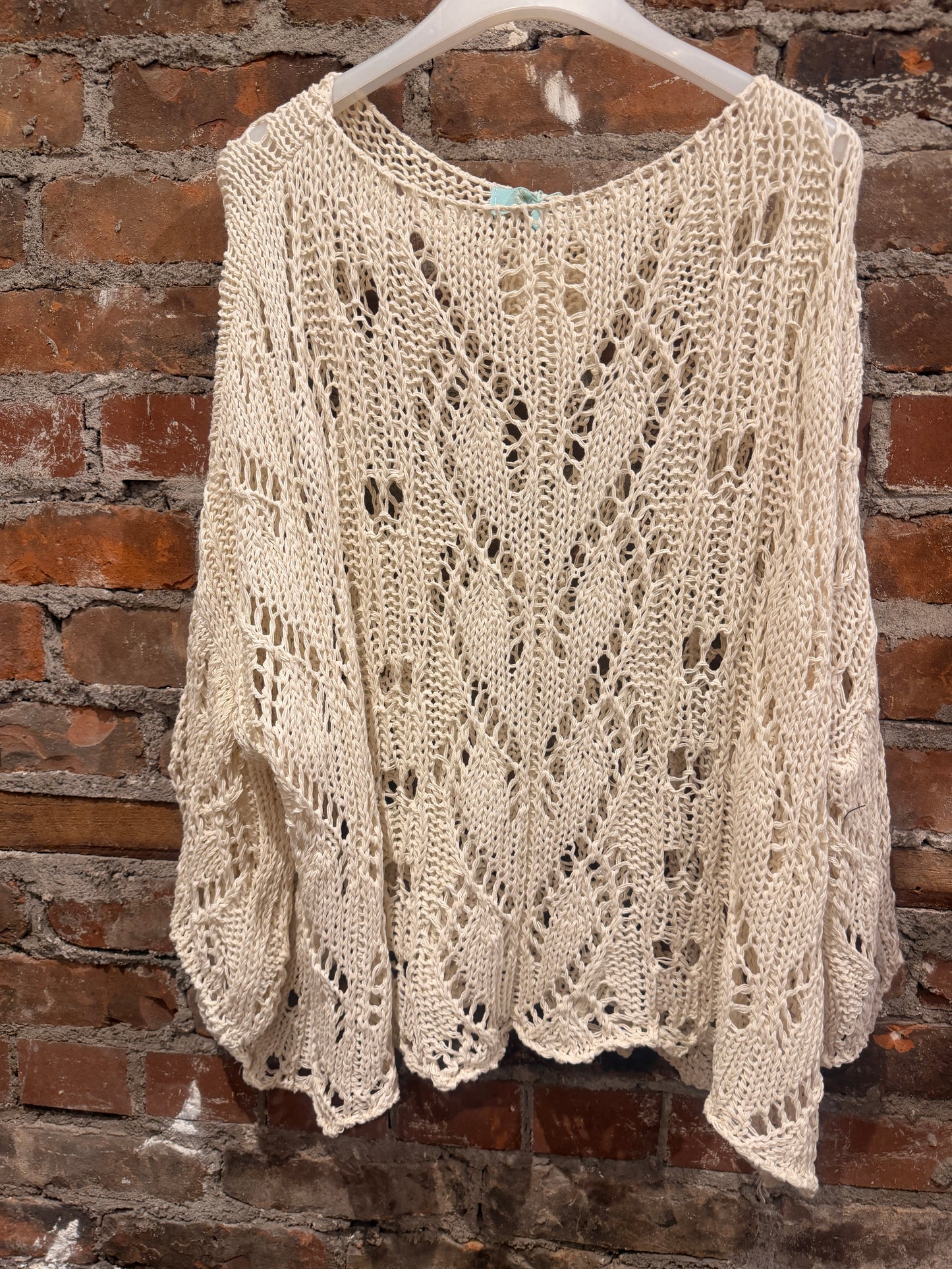 Crochet Cotton sweater-  army green