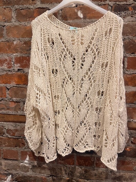 Crochet Cotton sweater-  army green