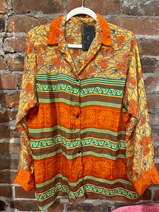 Pure vintage silk shirt-yellow/orange