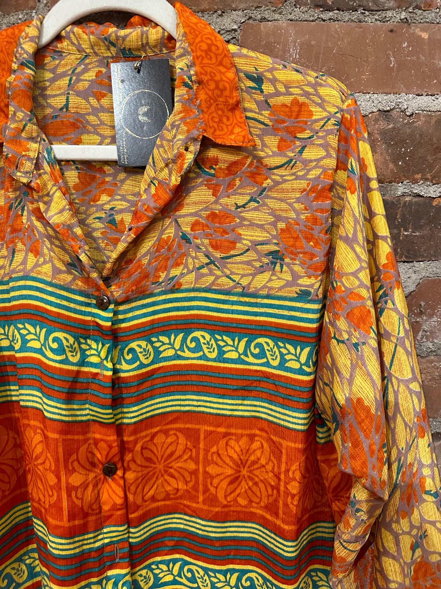 Pure vintage silk shirt-yellow/orange