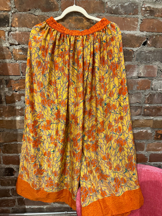 Pure vintage silk pants -yellow/orange