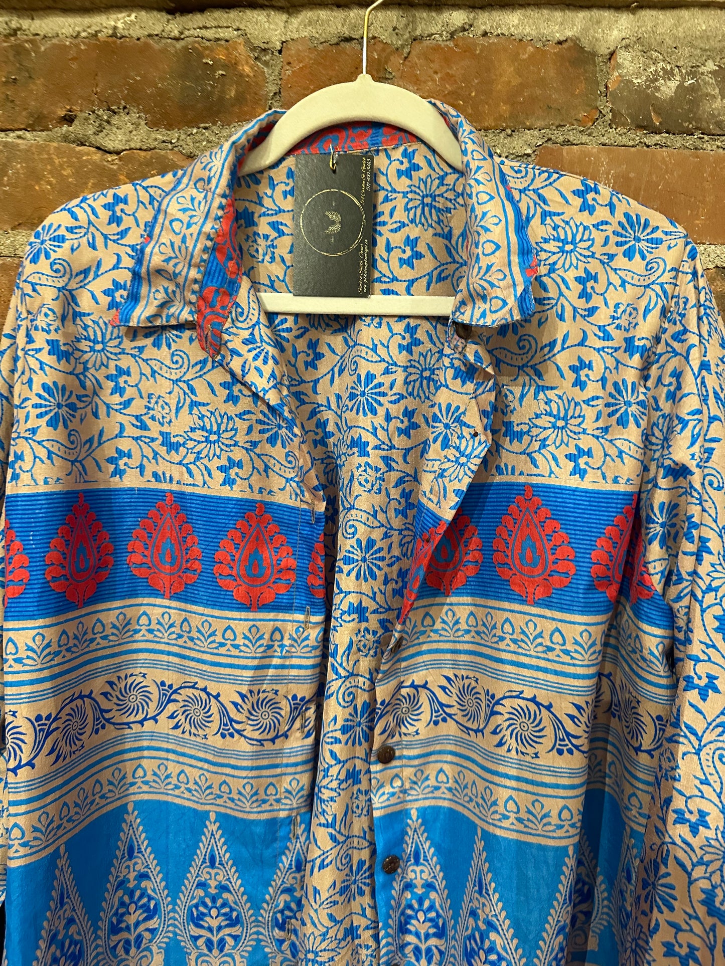 Pure vintage silk shirt-blue/red