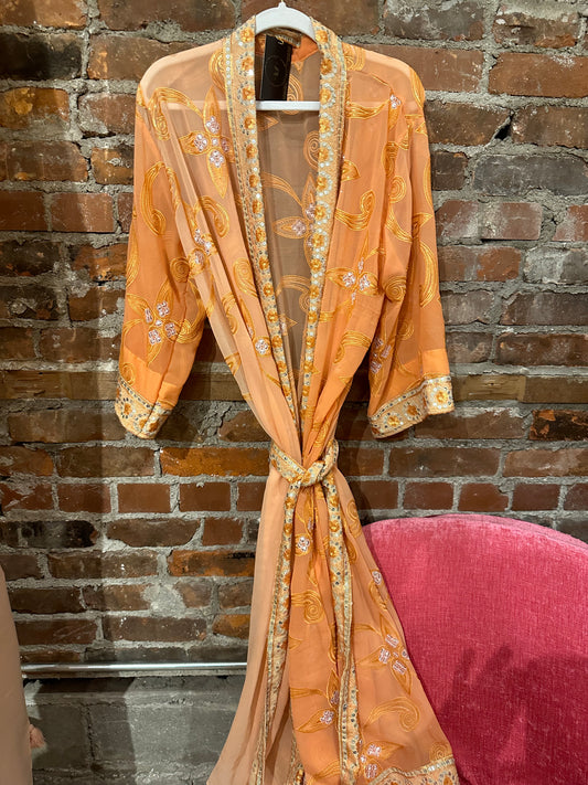 Vintage Hand beaded kimono - peach